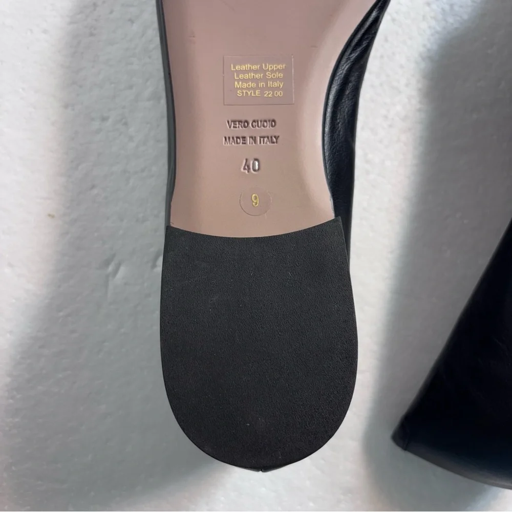 RAMONA Italy Leather Elegant Black Flats Pointed Toe Classy Women’s 40/US 9 - Picture 9 of 11
